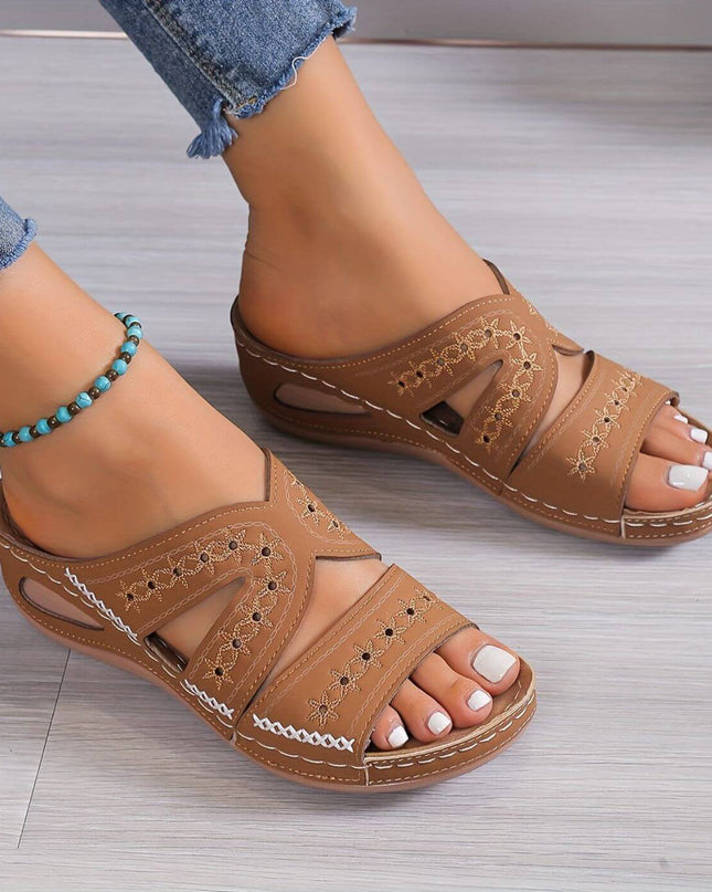 Women’s Cutout Wedge Slide Sandals