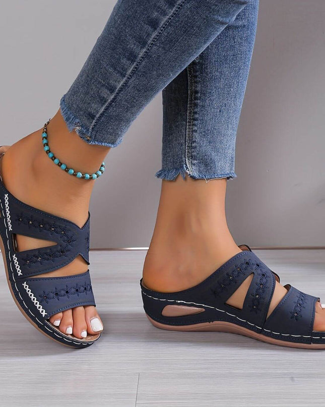 Women’s Cutout Wedge Slide Sandals