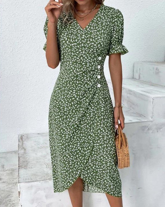 Women’s Ditsy Floral Wrap Midi Dress