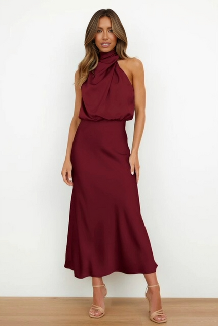 Women’s Draped Halter Midi Dress