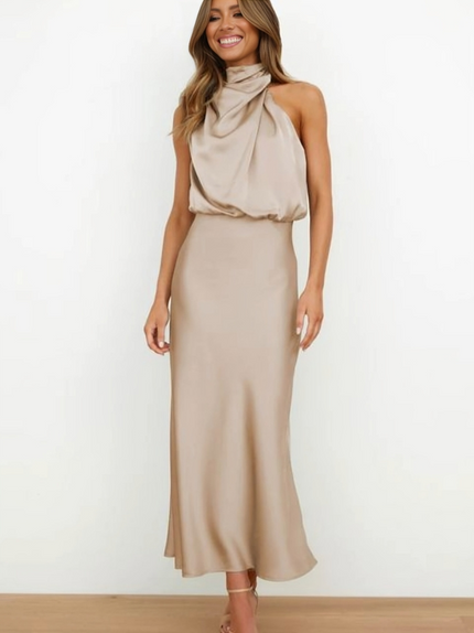 Women’s Draped Halter Midi Dress