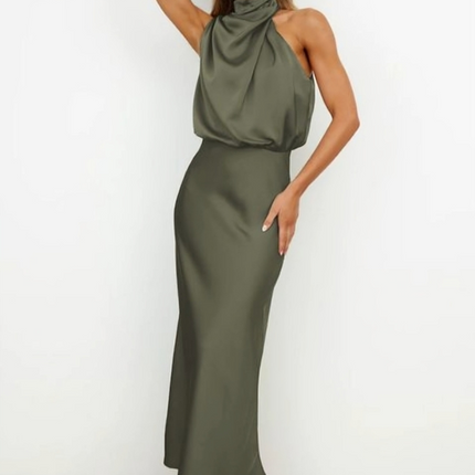 Women’s Draped Halter Midi Dress