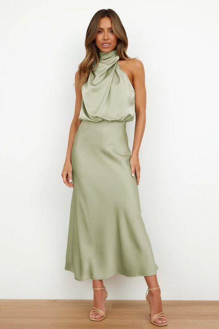 Women’s Draped Halter Midi Dress