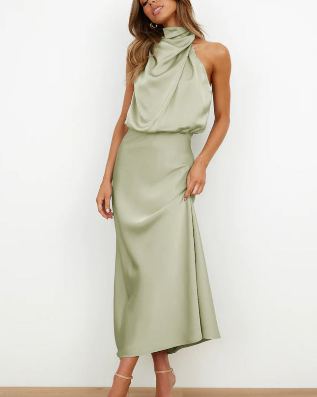 Women’s Draped Halter Summer Wedding Guest Midi Dress