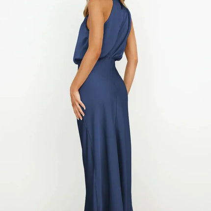 Women’s Draped Halter Summer Wedding Guest Midi Dress