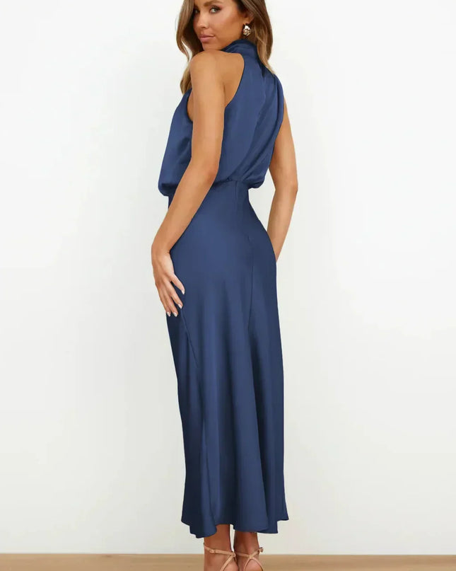 Women’s Draped Halter Summer Wedding Guest Midi Dress
