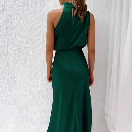 Women’s Draped Halter Summer Wedding Guest Midi Dress