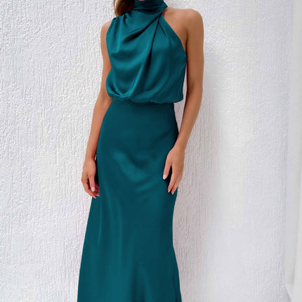 Women’s Draped Halter Summer Wedding Guest Midi Dress