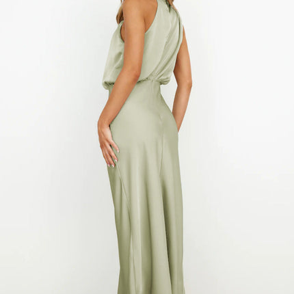 Women’s Draped Halter Summer Wedding Guest Midi Dress