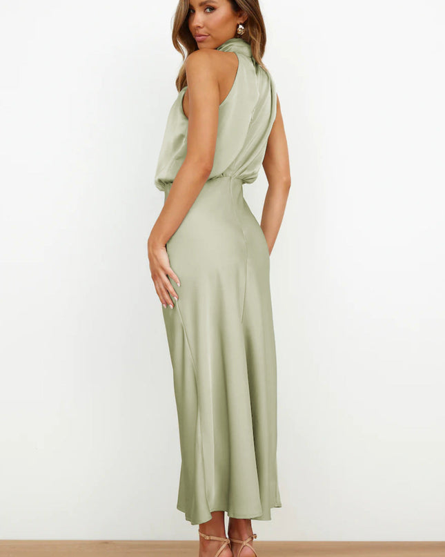 Women’s Draped Halter Summer Wedding Guest Midi Dress