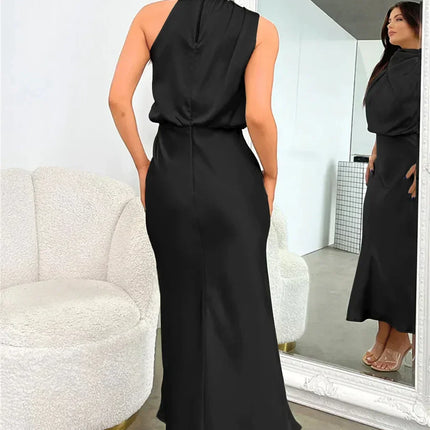 Women’s Draped Halter Summer Wedding Guest Midi Dress
