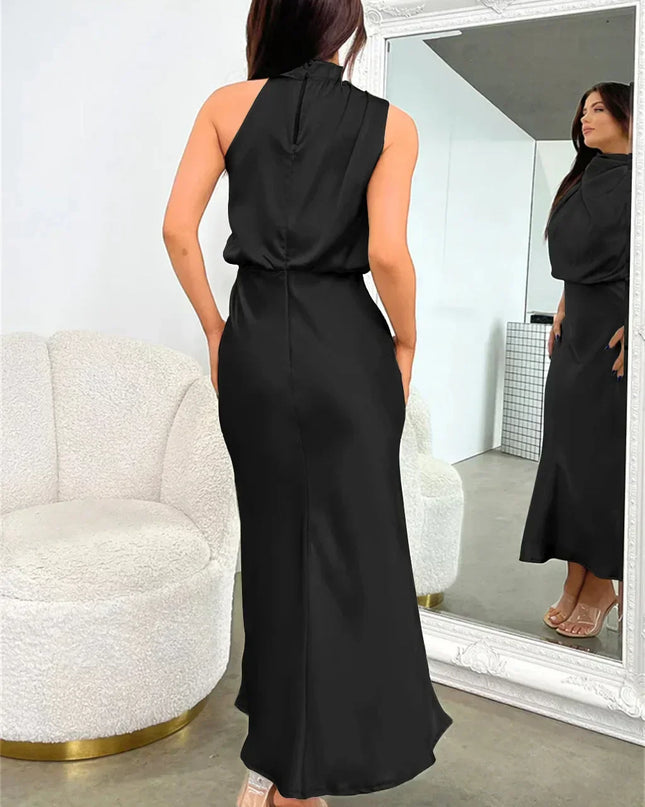 Women’s Draped Halter Summer Wedding Guest Midi Dress