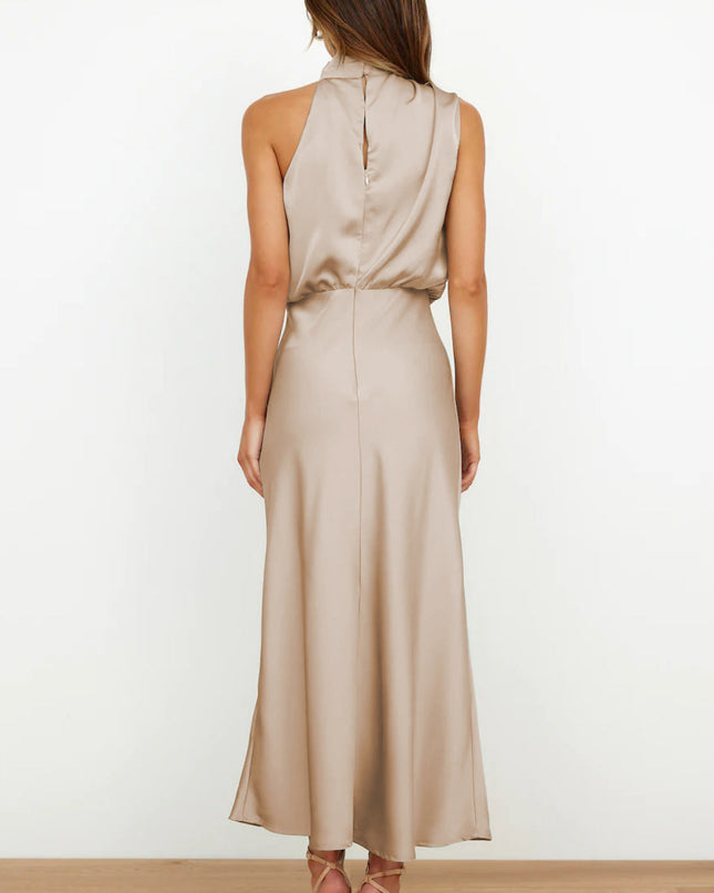 Women’s Draped Halter Summer Wedding Guest Midi Dress