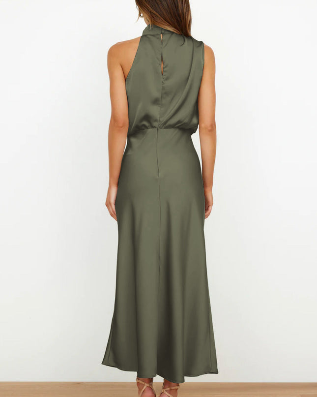 Women’s Draped Halter Summer Wedding Guest Midi Dress
