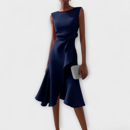 Women’s Draped Ruffle Midi Dress
