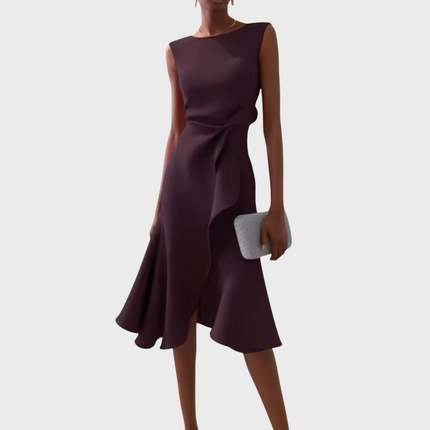 Women’s Draped Ruffle Midi Dress