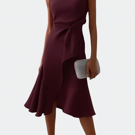 Women’s Draped Ruffle Midi Dress