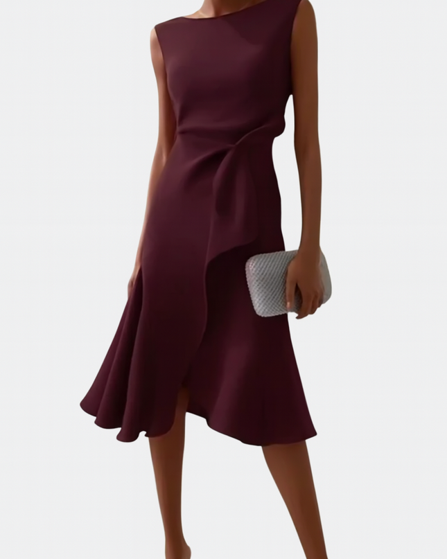 Women’s Draped Ruffle Midi Dress