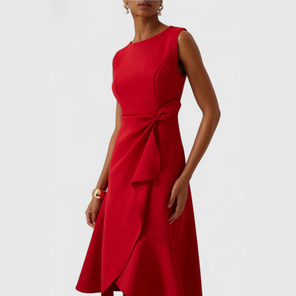 Women’s Draped Ruffle Midi Dress