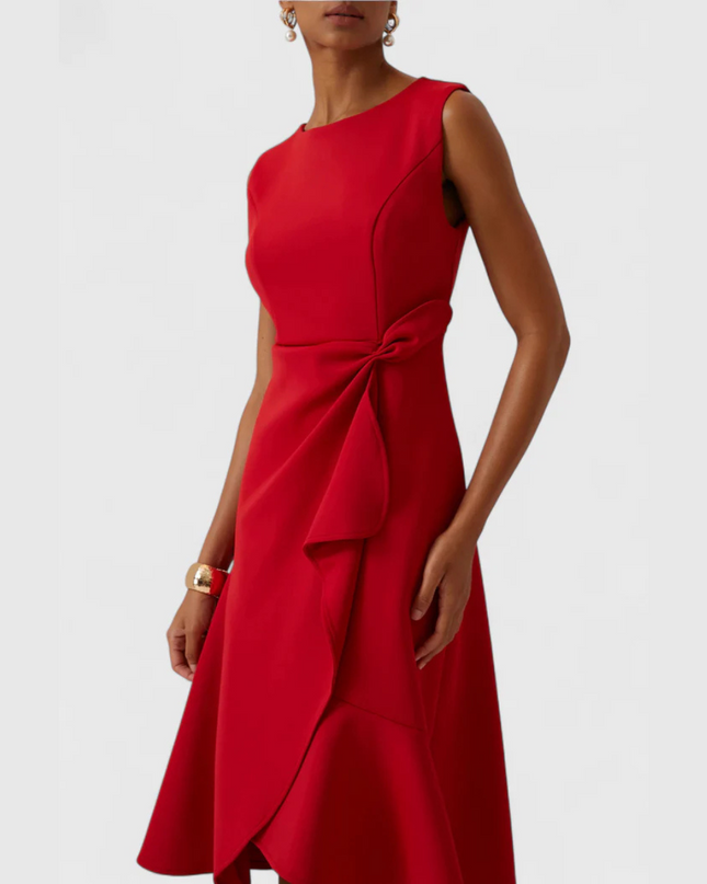 Women’s Draped Ruffle Midi Dress