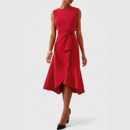 Women’s Draped Ruffle Midi Dress