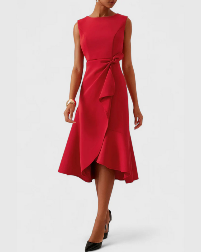 Women’s Draped Ruffle Midi Dress