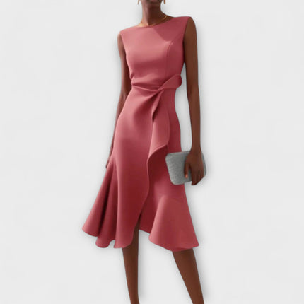 Women’s Draped Ruffle Midi Dress