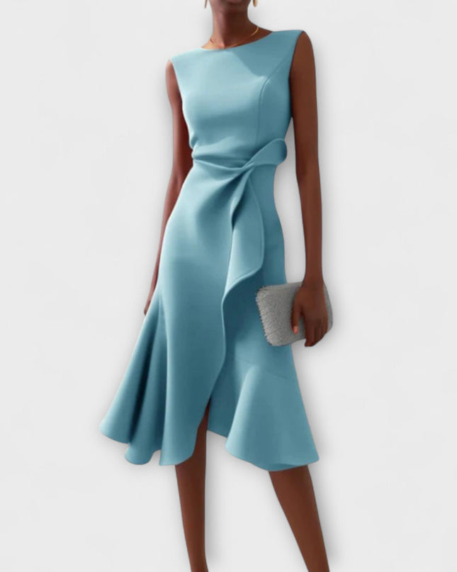 Women’s Draped Ruffle Midi Dress