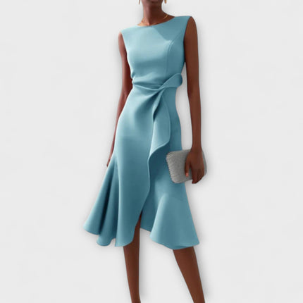 Women’s Draped Ruffle Midi Dress