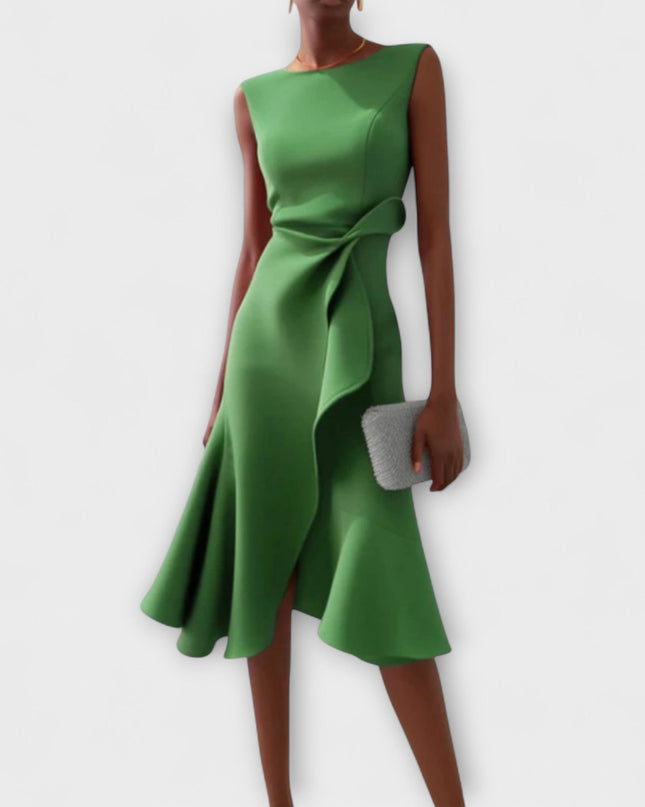 Women’s Draped Ruffle Midi Dress