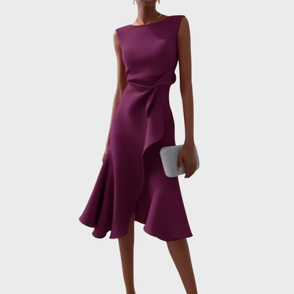 Women’s Draped Ruffle Midi Dress
