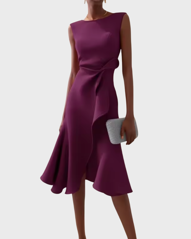 Women’s Draped Ruffle Midi Dress