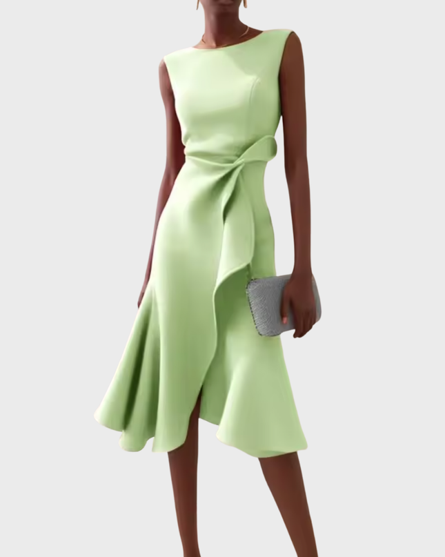 Women’s Draped Ruffle Midi Dress