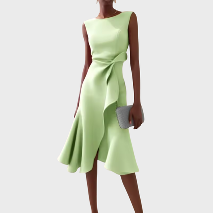 Women’s Draped Ruffle Midi Dress