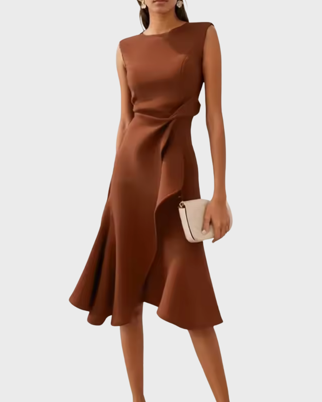 Women’s Draped Ruffle Midi Dress
