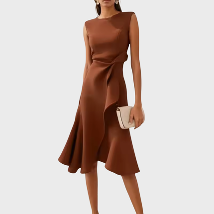 Women’s Draped Ruffle Midi Dress