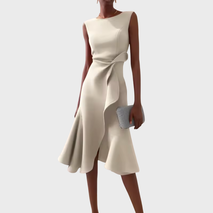 Women’s Draped Ruffle Midi Dress