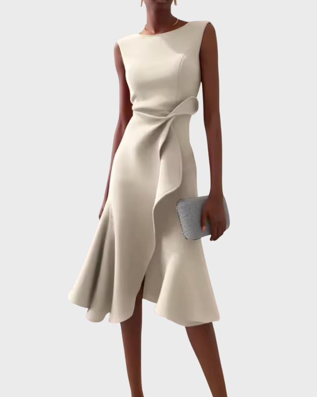 Women’s Draped Ruffle Midi Dress