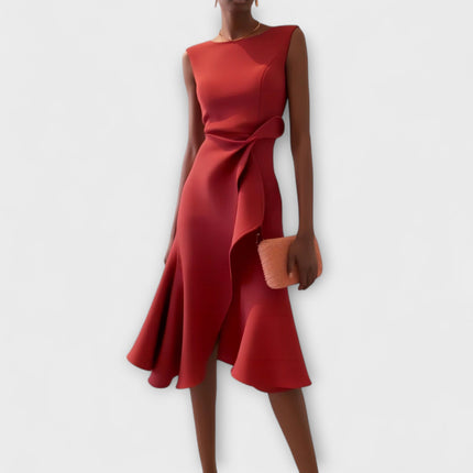 Women’s Draped Ruffle Midi Dress