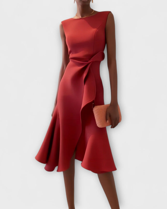 Women’s Draped Ruffle Midi Dress