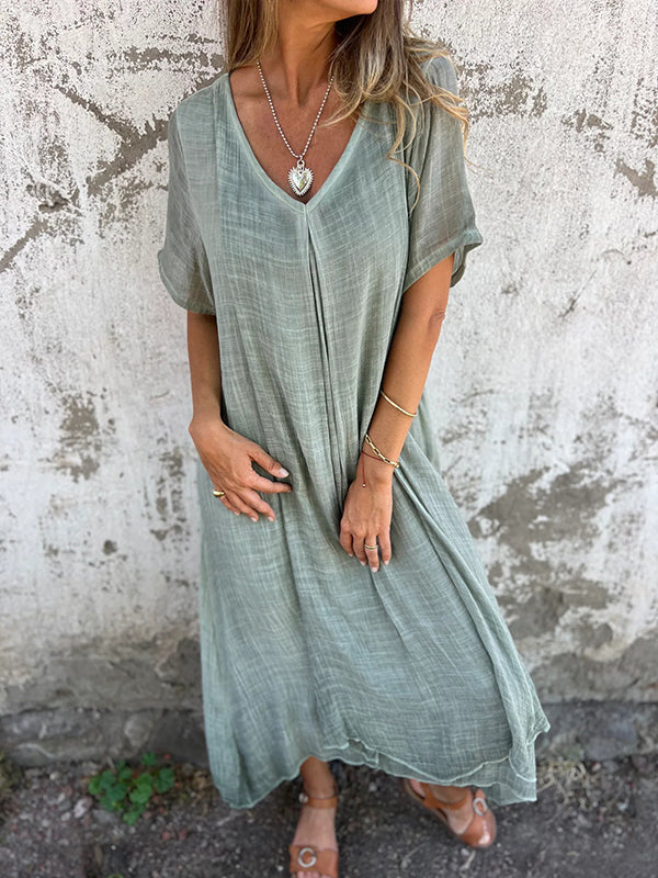 Women’s Draped V-Neck Midi Dress
