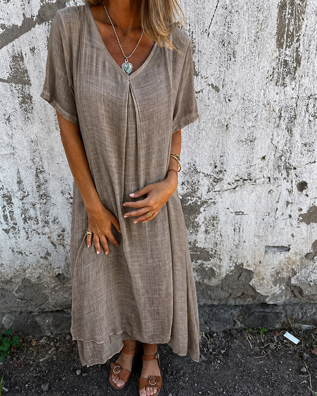 Women’s Draped V-Neck Midi Dress