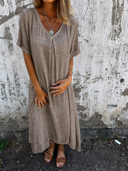 Women’s Draped V-Neck Midi Dress