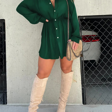 Women’s Drawstring Waist Shirt Dress