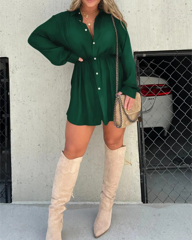 Women’s Drawstring Waist Shirt Dress