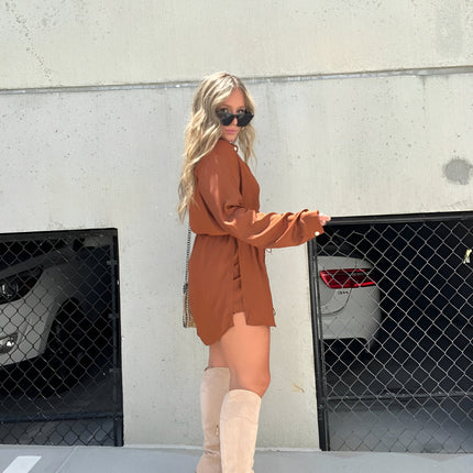 Women’s Drawstring Waist Shirt Dress