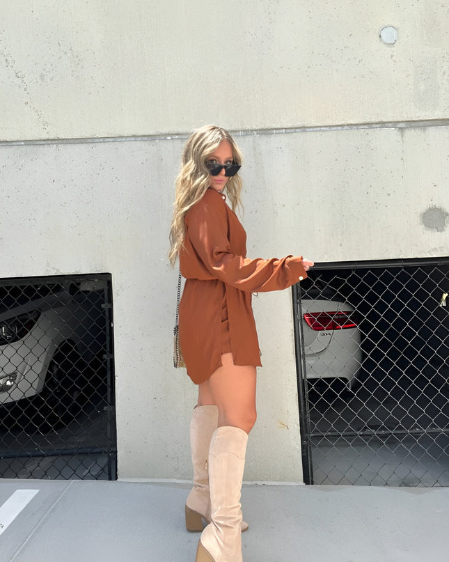 Women’s Drawstring Waist Shirt Dress