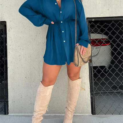 Women’s Drawstring Waist Shirt Dress