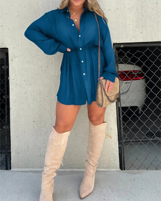 Women’s Drawstring Waist Shirt Dress