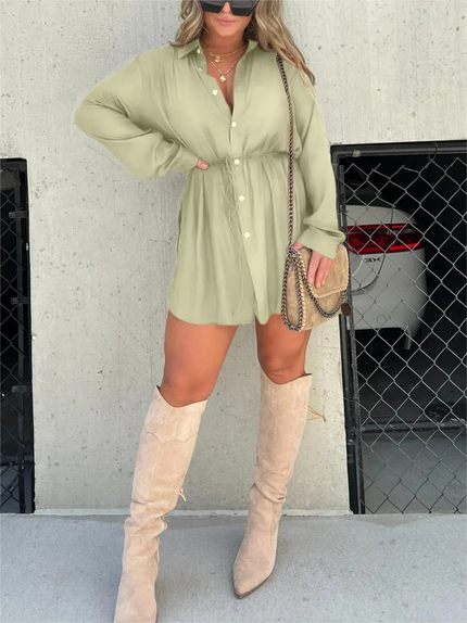 Women’s Drawstring Waist Shirt Dress